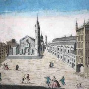 Prospetto della Chiesa Cattedrale con la sua Piazza con l'antica Cappella in Parma (calcografia Remondini 1770)