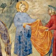 Giotto, Francesco dona il mantello a un povero